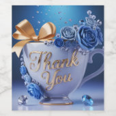 Blue Rose Teacup, Thank You Label Weinetikett (Einzelnes Label)