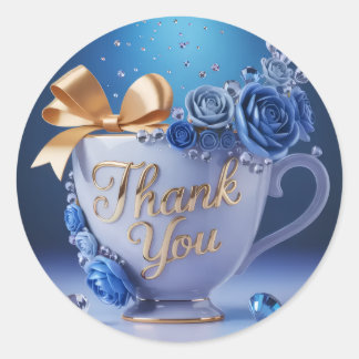 Blue Rose Teacup, Thank You Sticker