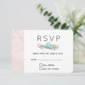 Blue Rose und Crown Floral Bouquet Wedding RSVP Karte (Stehend Vorderseite)