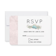 Blue Rose und Crown Floral Bouquet Wedding RSVP