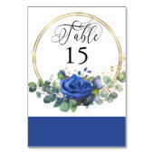 Blue Rose und Eukalyptus Gold Frame Tischnummer (Rückseite)