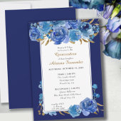 Blue Rose und Gold Leaf Quinceanera und Mass Einladung