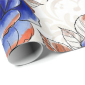 Blue Rose Watercolor Pattern Wrapping Paper Geschenkpapier (Rolleneckpunkt)