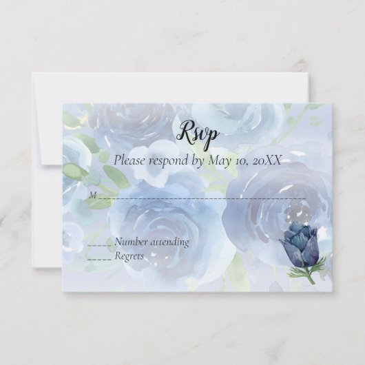 Blue Rose Watercolor UAWG RSVP Karte (Vorderseite)