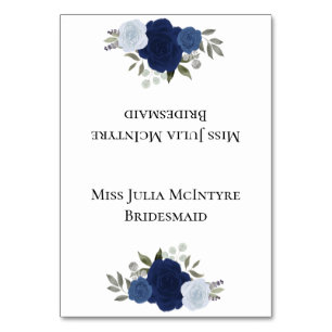 Blue Rose Wedding DIY Fold Platzkarte w/Title Tischnummer