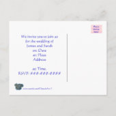 Blue Rose Wedding Foto Einladung Postkarten (Rückseite)