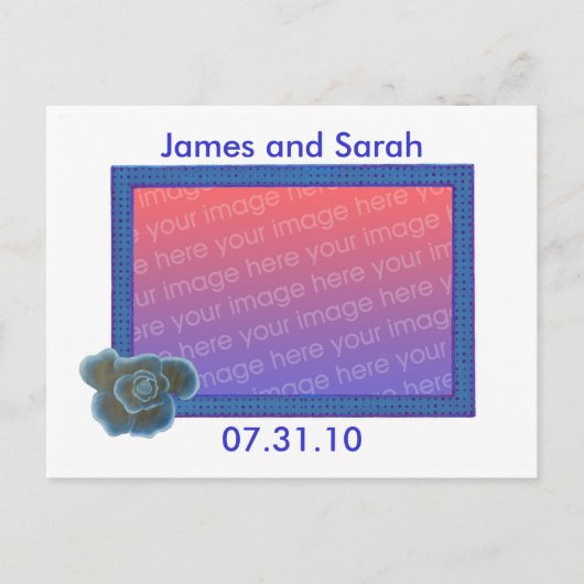 Blue Rose Wedding Foto Einladung Postkarten (Vorderseite)