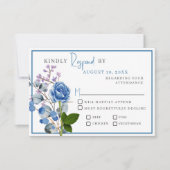 Blue Rose Wedding Response Card RSVP Karte (Vorderseite)