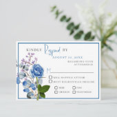 Blue Rose Wedding Response Card RSVP Karte (Stehend Vorderseite)