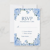 Blue Rose Wedding RSVP Karte (Vorderseite)