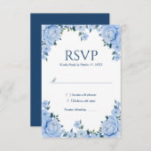 Blue Rose Wedding RSVP Karte (Vorne/Hinten)