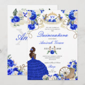 Blue Rose Western Charro Mariachi Quinceañera Einladung (Vorne/Hinten)