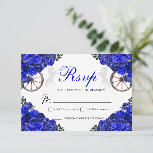 Blue Rose Western Quinceanera UAWG Enclosure Card RSVP Karte (Stehend Vorderseite)