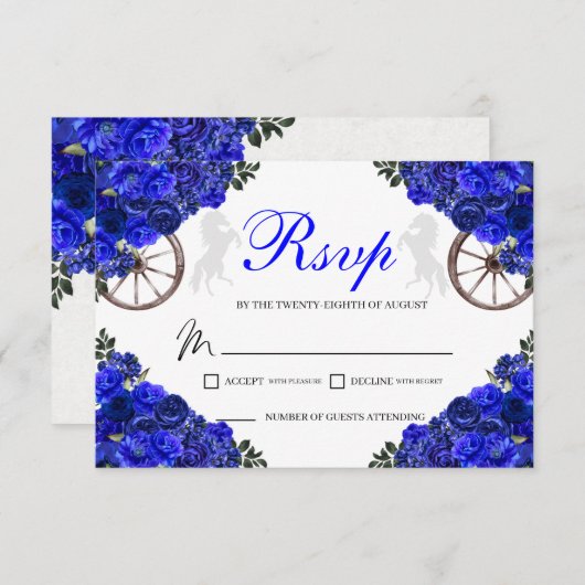 Blue Rose Western Quinceanera UAWG Enclosure Card RSVP Karte (Vorne/Hinten)