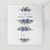 Blue Rose Wreath Platzkarte (Außenseite Aufgefaltet)