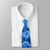 Blue Roses Art Flower Tie Krawatte (Gebunden)