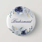 Blue Roses Bridesmaid Button (Vorderseite)