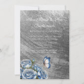 Blue Roses Butterfly Silver Bridesmaids Luncheon Einladung (Vorderseite)
