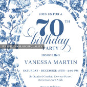 Blue Roses Classic 70th Birthday Invitation Einladung