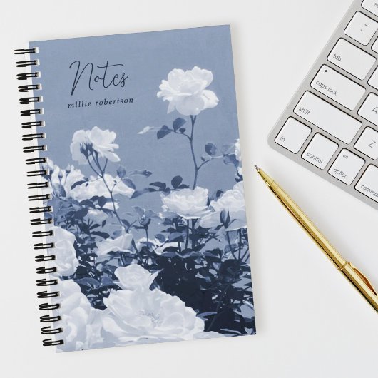 Blue Roses Floral Garden Custom Spiral Notebook Notizblock