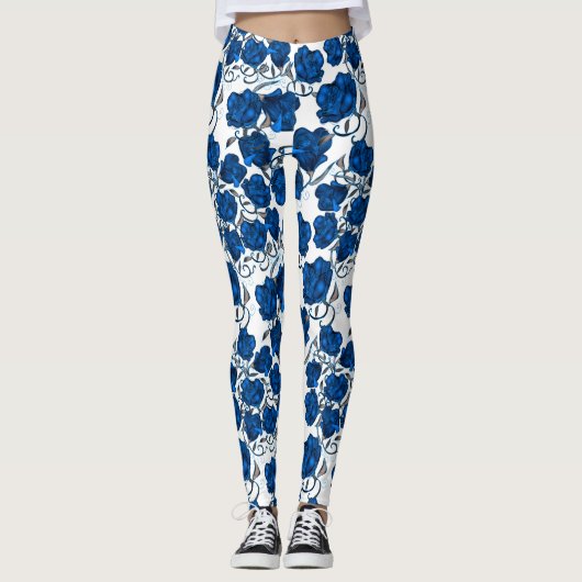 Blue Roses Leggings (Vorderseite)