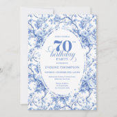 Blue Roses Luxe 70th Birthday Invitation Einladung (Vorderseite)