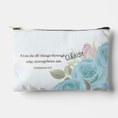 Blue Roses Personalized Faith-Based Zubehörtasche (Vorderseite)