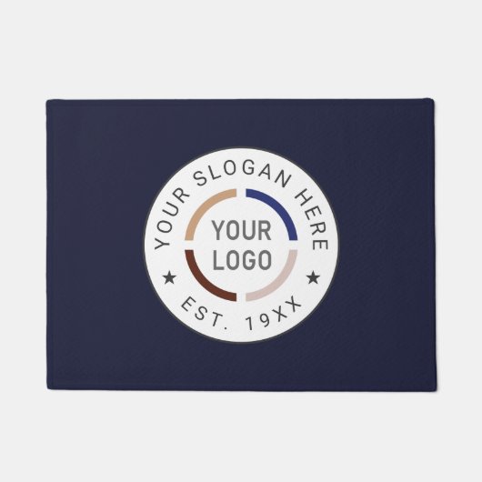 Blue Round Custom Logo-Geschäft Fußmatte (Vorderseite)