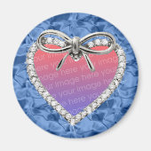 Blue Round Diamond Heart Frame Magnet (Vorne)