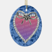 Blue Round Diamond Heart Frame Ornament (Rechts)