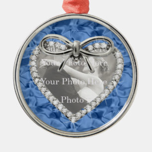 Blue Round Diamond Heart Frame Ornament