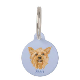 Blue Round Dog ID Tag Yorkshire Terrier dog brei Haustiermarke