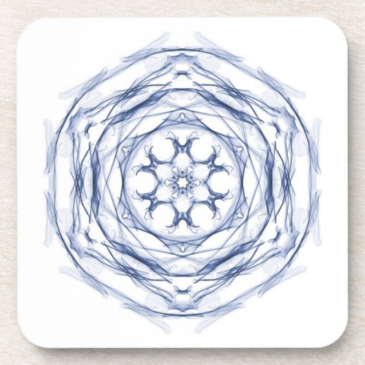 Blue Round Fraktal Design Untersetzer (Vorderseite)