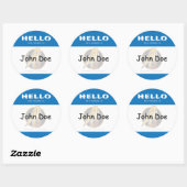 Blue Round Hello Mein Name ist ein Aufkleber (Blatt)