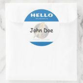 Blue Round Hello Mein Name ist ein Aufkleber (Tasche)