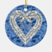 Blue Round Liebe Diamond Herz Ornament (Vorne)