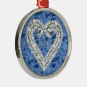 Blue Round Liebe Diamond Herz Ornament Aus Metall (Rechts)