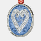 Blue Round Liebe Diamond Herz Ornament Aus Metall (Links)