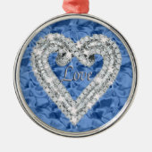 Blue Round Liebe Diamond Herz Ornament Aus Metall (Vorne)