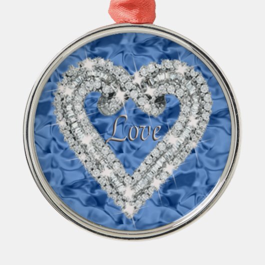 Blue Round Liebe Diamond Herz Ornament Aus Metall (Vorne)