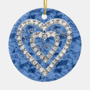 Blue Round Live Lagh Liebe Diamant Herzlich Willko Keramikornament