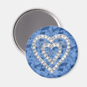 Blue Round Live Lagh Liebe Diamond Heart Magnet (Vorderseite/Rückseite)