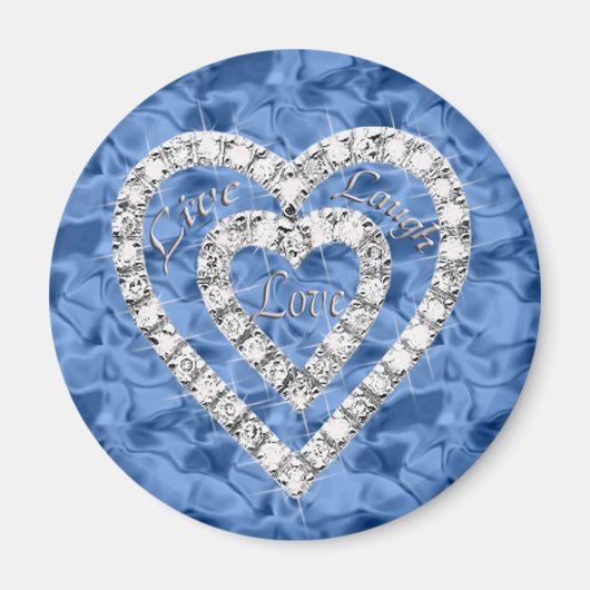 Blue Round Live Lagh Liebe Diamond Heart Magnet (Vorne)