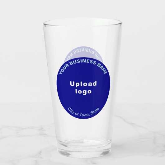 Blue Round Shape Business Brand auf Glas Cup (Rückseite)