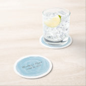 Blue Round Watercolor Hochzeitspapier-Untersetzer Runder Pappuntersetzer (Vor Ort)