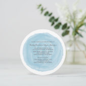 Blue Round Watercolor Wedite Einladung (Stehend Vorderseite)