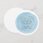 Blue Round Watercolor Wedite Einladung (Vorne/Hinten)