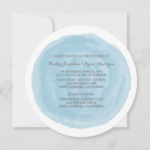 Blue Round Watercolor Wedite Einladung