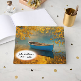 Blue Rowboat Herbst auf See Gästebuch
