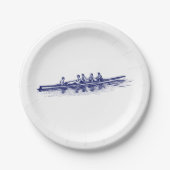 Blue Rowers Crew Team Wassersport Pappteller (Vorderseite)